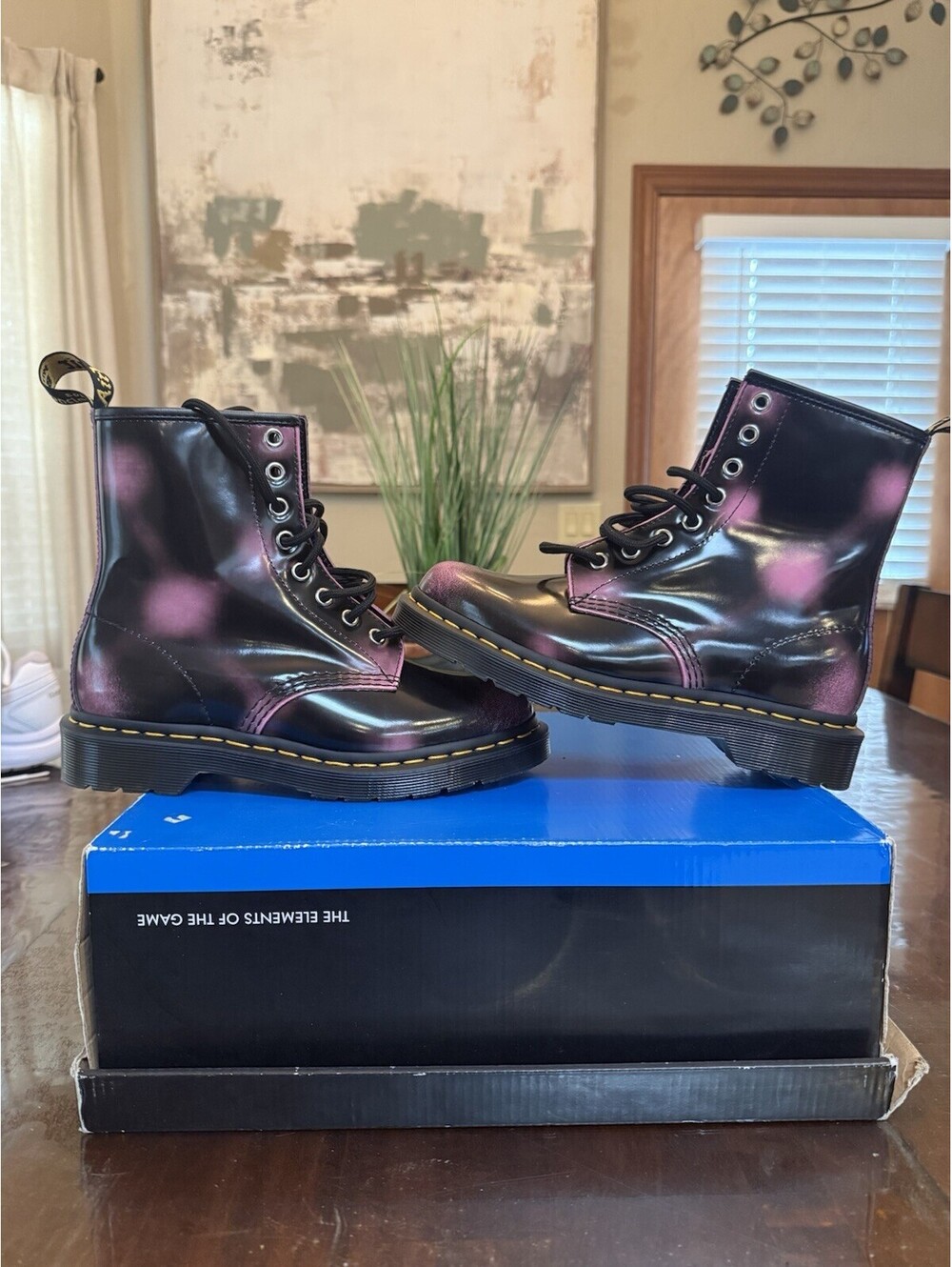 Dr Martens 1460 Arcadia Smooth Leather Boots Women’s US 6 Black Pink NEW $170
